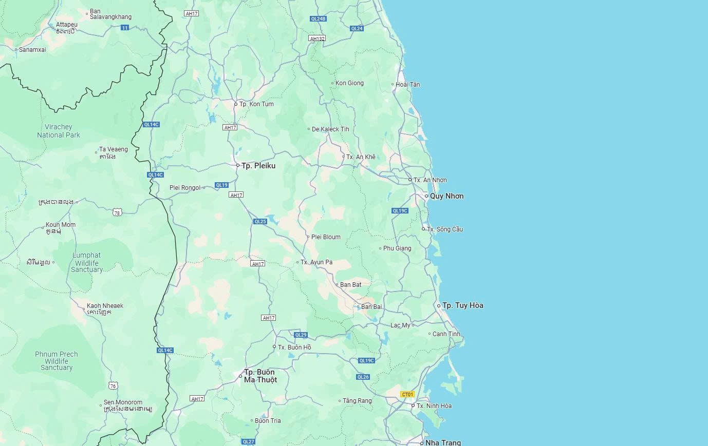 bản đồ Tây Nguyên