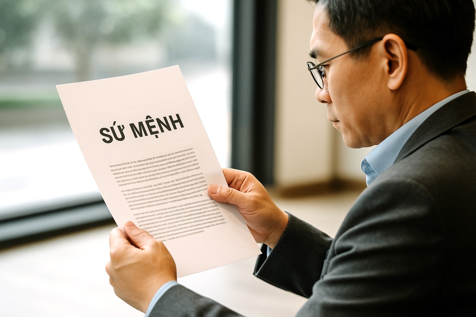 Một nhà đầu tư đang cẩn trọng soi lại lời tuyên bố “sứ mệnh” trong cáo bạch tài chính để tìm xem đâu là chiến lược thật sự.