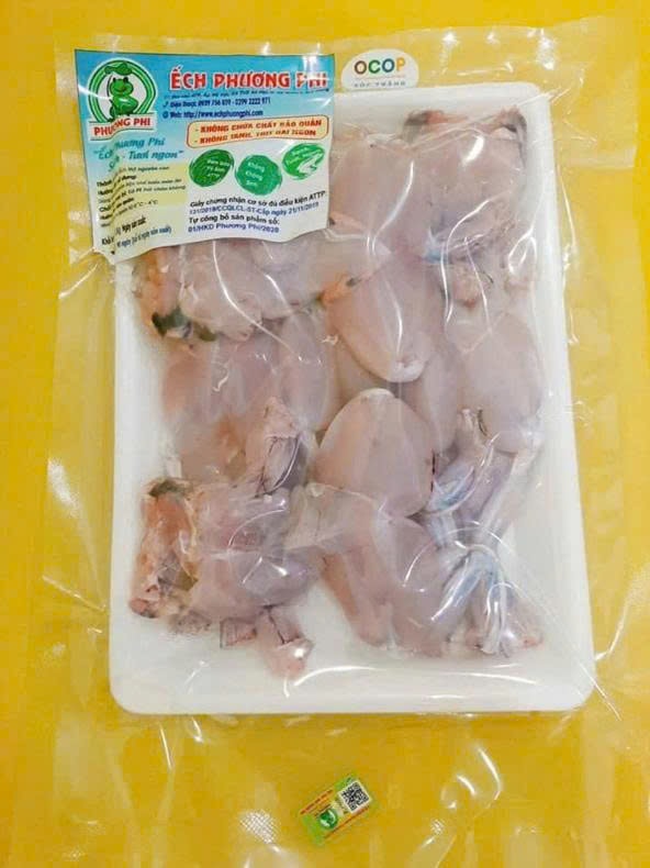 Những sản phẩm ếch sạch được hút chân không bán ra thị trường