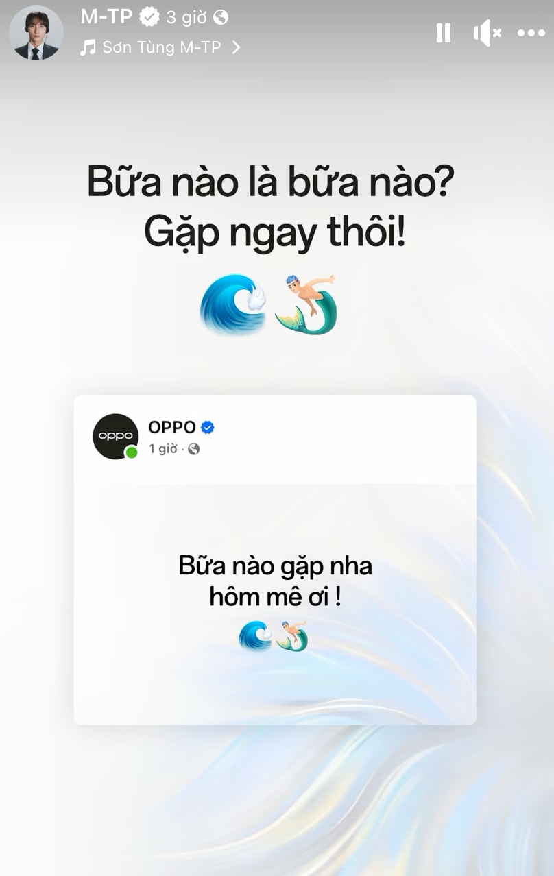 Sơn Tùng đăng story về OPPO