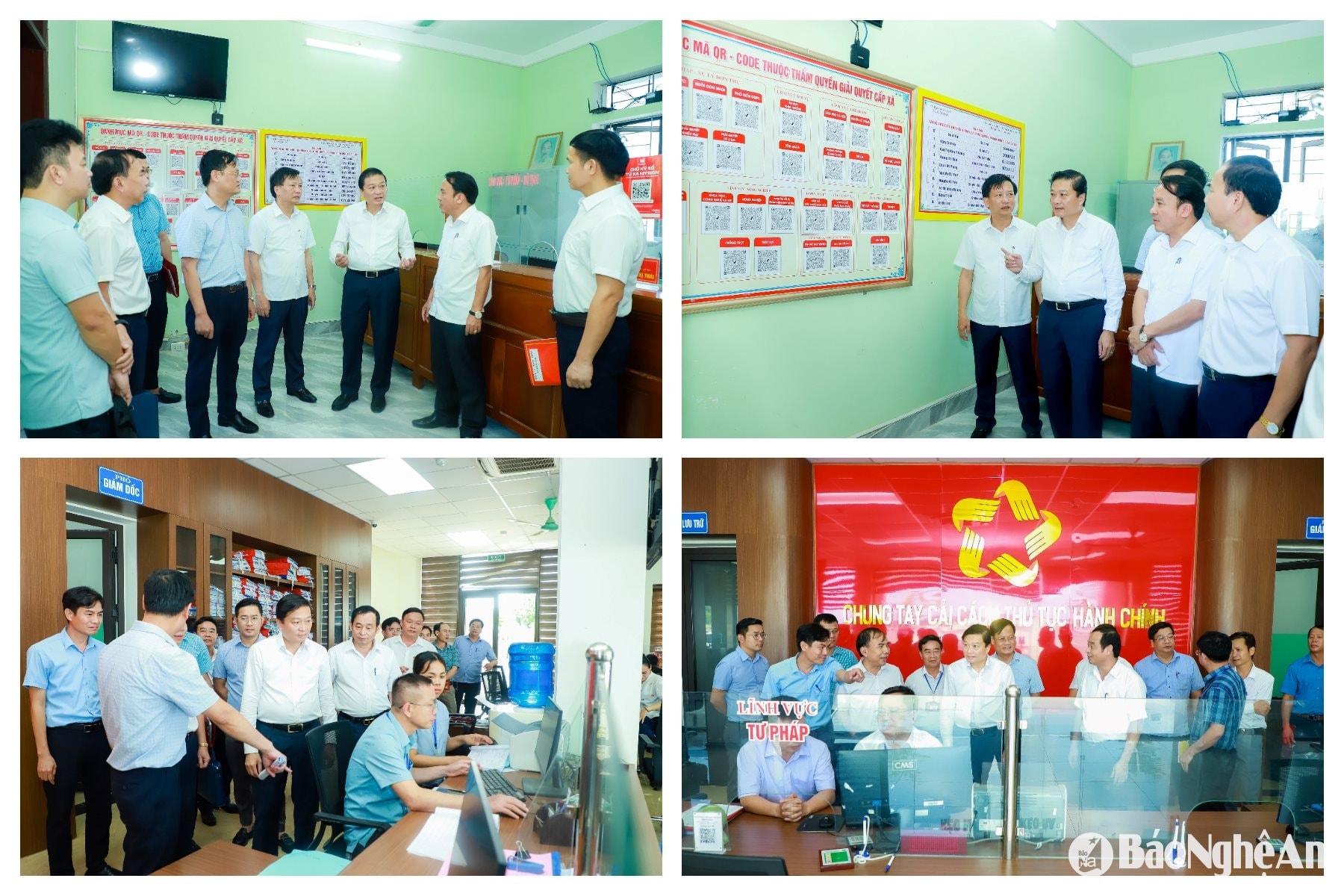 Đồng chí Lê Hồng Vinh - Phó Bí thư Tỉnh ủy, Chủ tịch UBND tỉnh Nghệ An kiểm tra tại Trung tâm Phục vụ hành chính công các xã Đông Lộc, Đô Lương ngày 26 tháng 6
