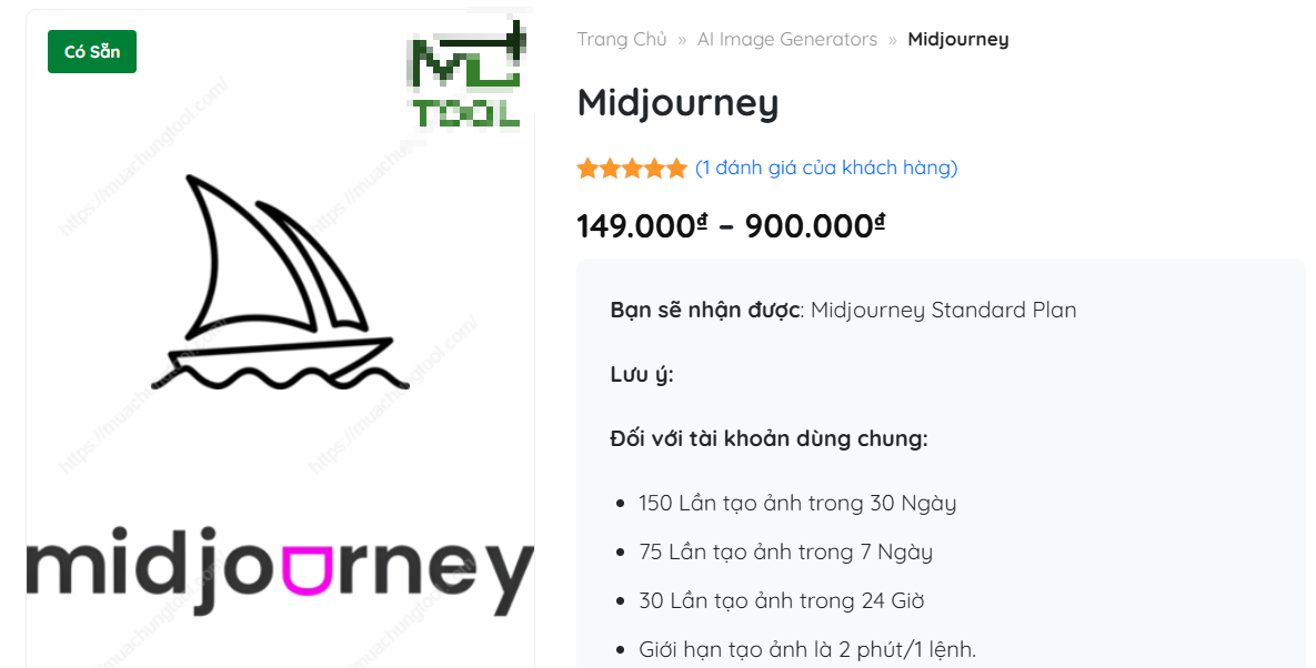 Tài khoản Midjourney từ 149.000 đồng đến 900.000 đồng