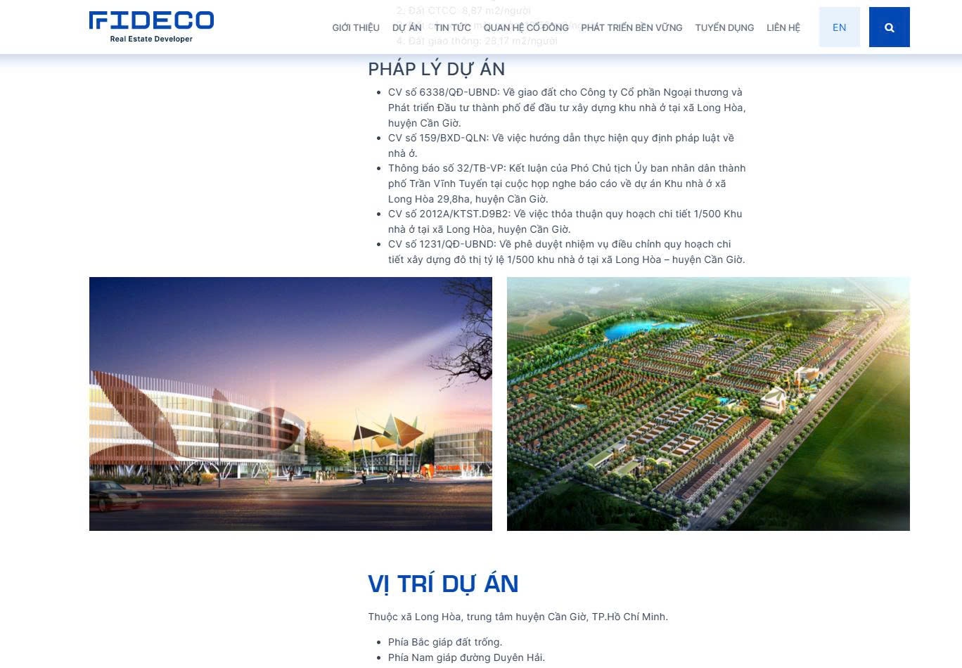 Thông tin pháp lý dự án Khu dân cư cao cấp Cần Giờ (Nguồn: Fideco)