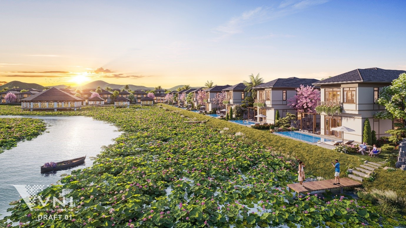 Những căn biệt thự mang dấu ấn Nhật Bản, hòa quyện cùng đầm sen thơ mộng và khoáng nóng quý giá, tạo nên trải nghiệm nghỉ dưỡng đậm chất Zen giữa lòng miền Bắc.