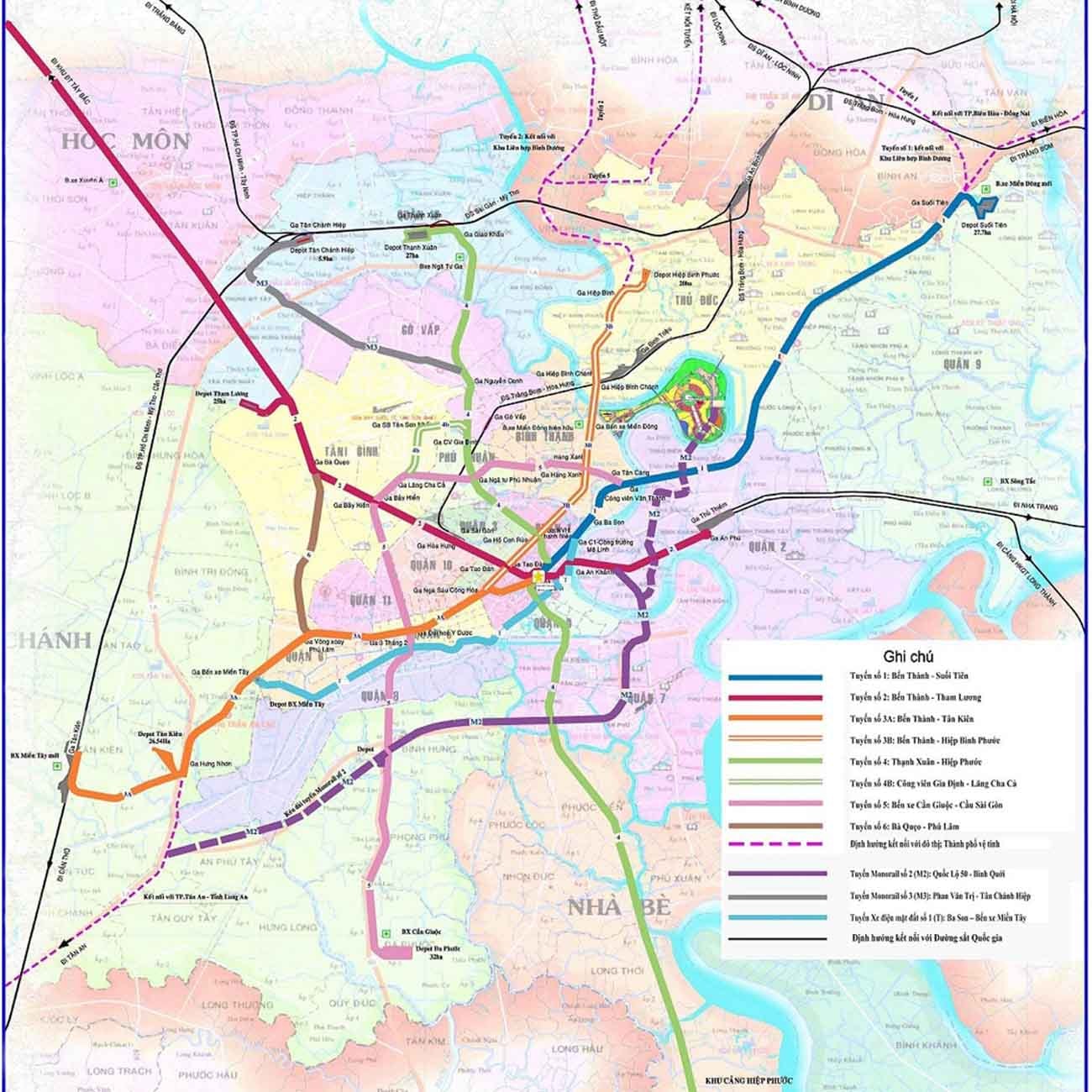Bản đồ các tuyến metro ở TP. HCM