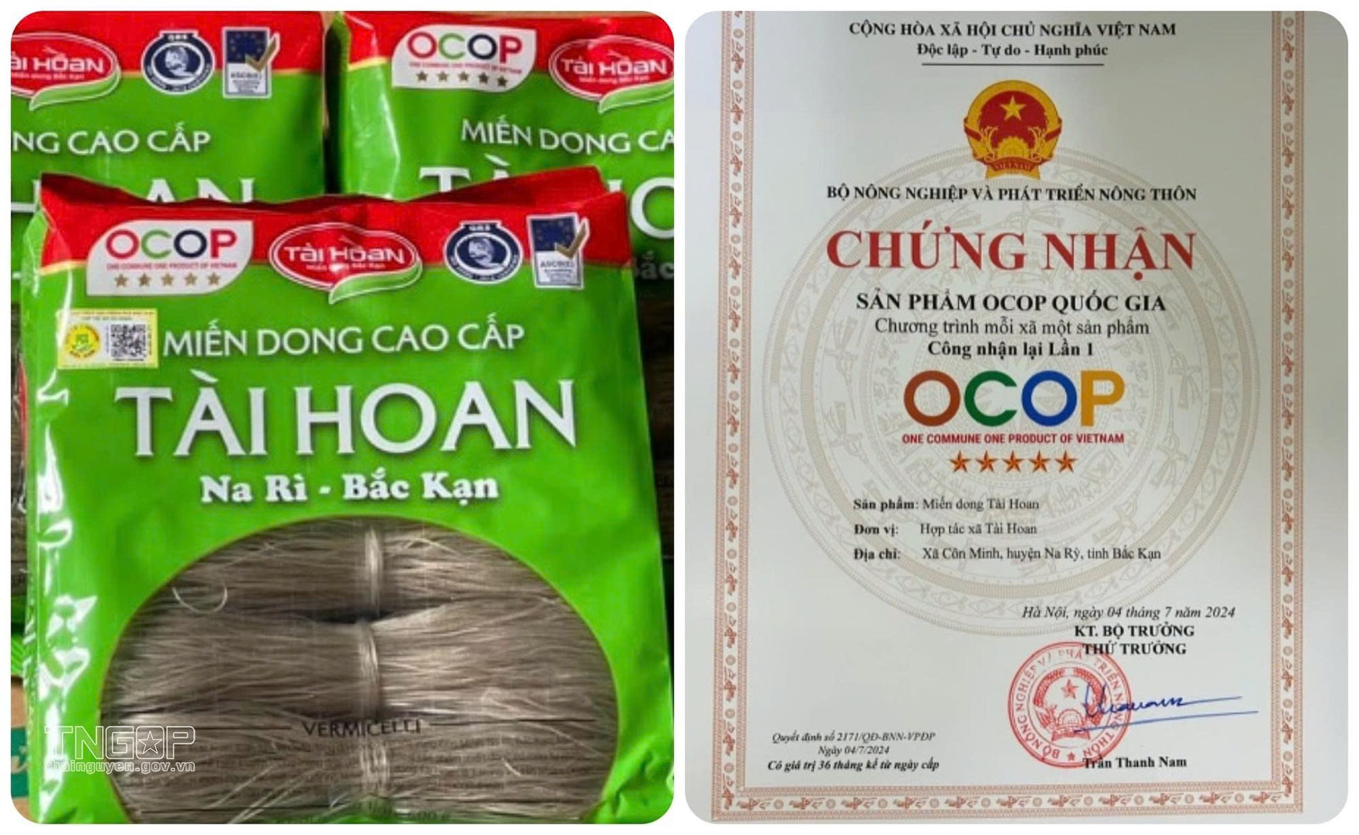 Miến dong Tài Hoan đã được chứng nhận là sản phẩm OCOP quốc gia 5 sao