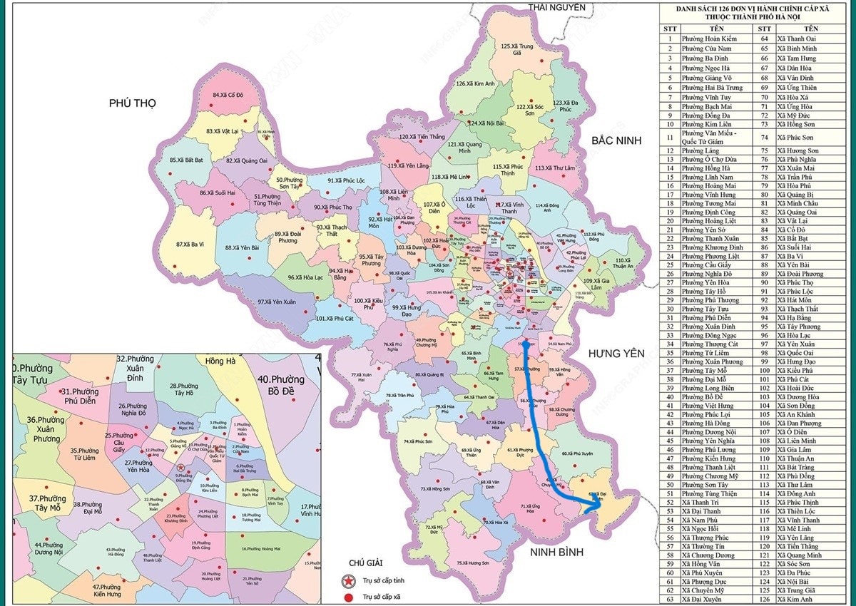 Bản đồ Hà Nội sau sáp nhập