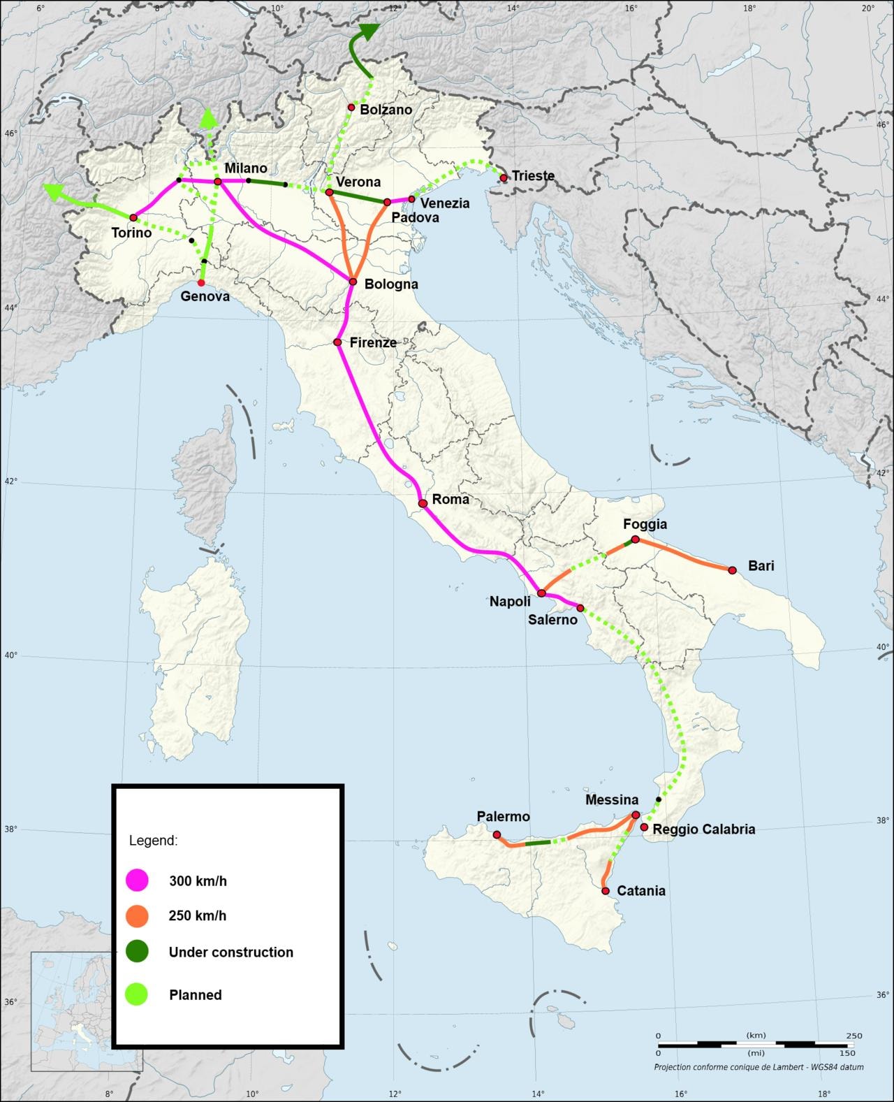 Mạng lưới đường sắt cao tốc ở Italya