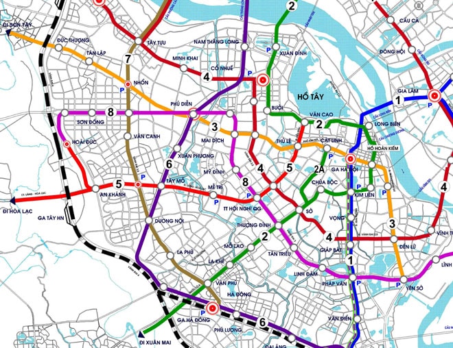 Bản đồ các tuyến đường sắt metro tại Hà Nội