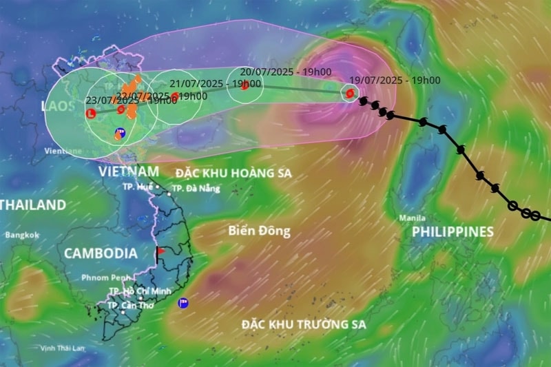 Dự đoán đường đi của bão Wipha