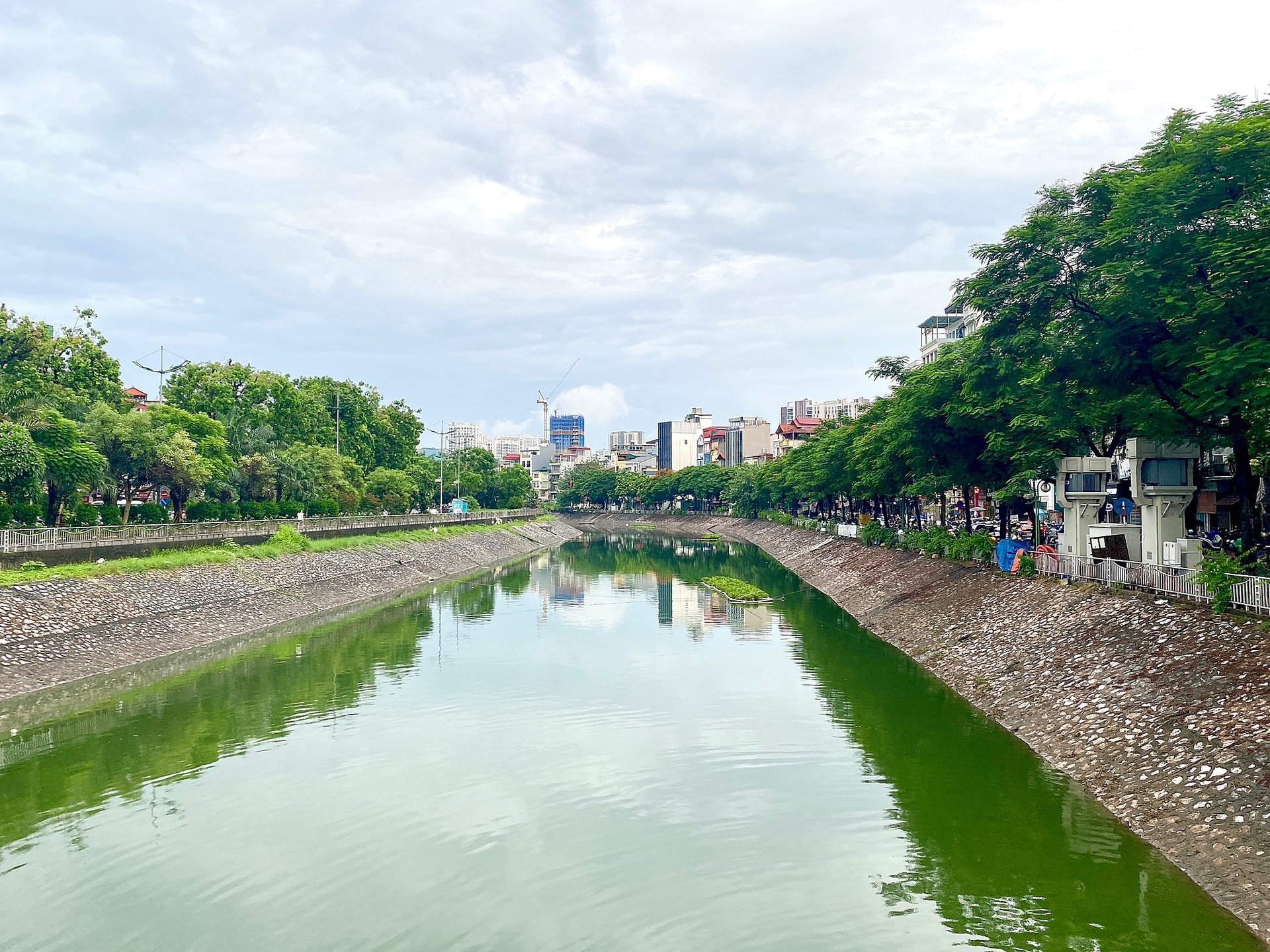 Sông Tô Lịch chuyển màu xanh