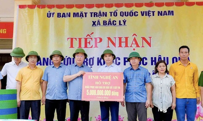 Tỉnh Nghệ An hỗ trợ xã Bắc Lý 5 tỉ đồng để khắc phục hậu quả do bão số 3
