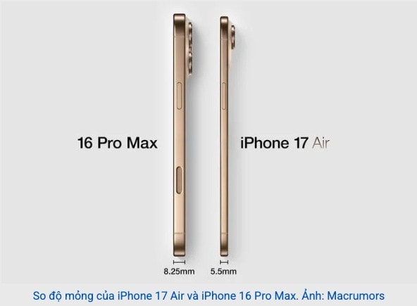iphone 17 air độ mỏng
