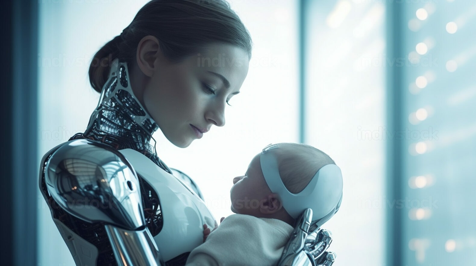 stock-photo-female-robot-or-cyborg-cares-and-takes-care-of-a-baby-mother-or-babysitter-technological-body-parts-or-upgrades-technology-assisted-generative-ai-995128.jpg