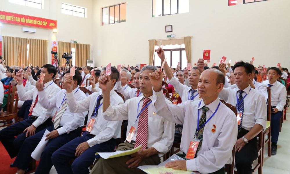 Các đại biểu biểu quyết thông qua Nghị quyết Đại hội