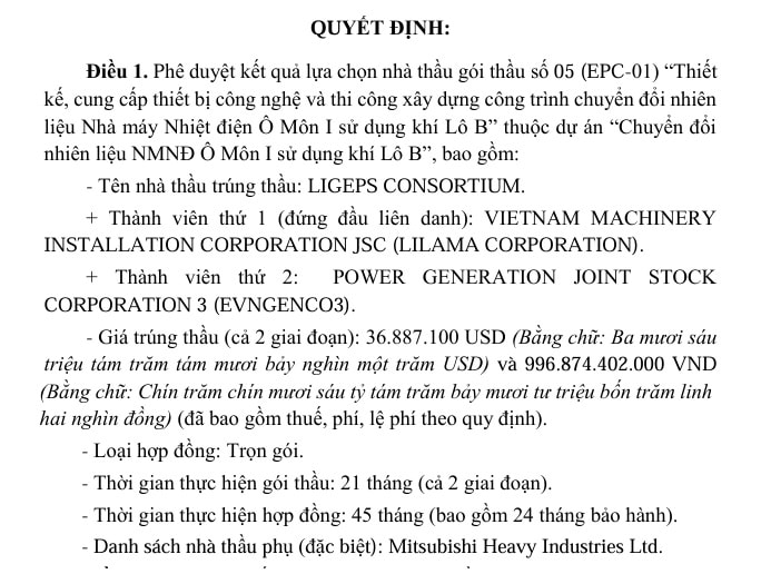 Quyết định vừa được ông Lê Qu Vũ, Phó TGĐ Genco2 ký