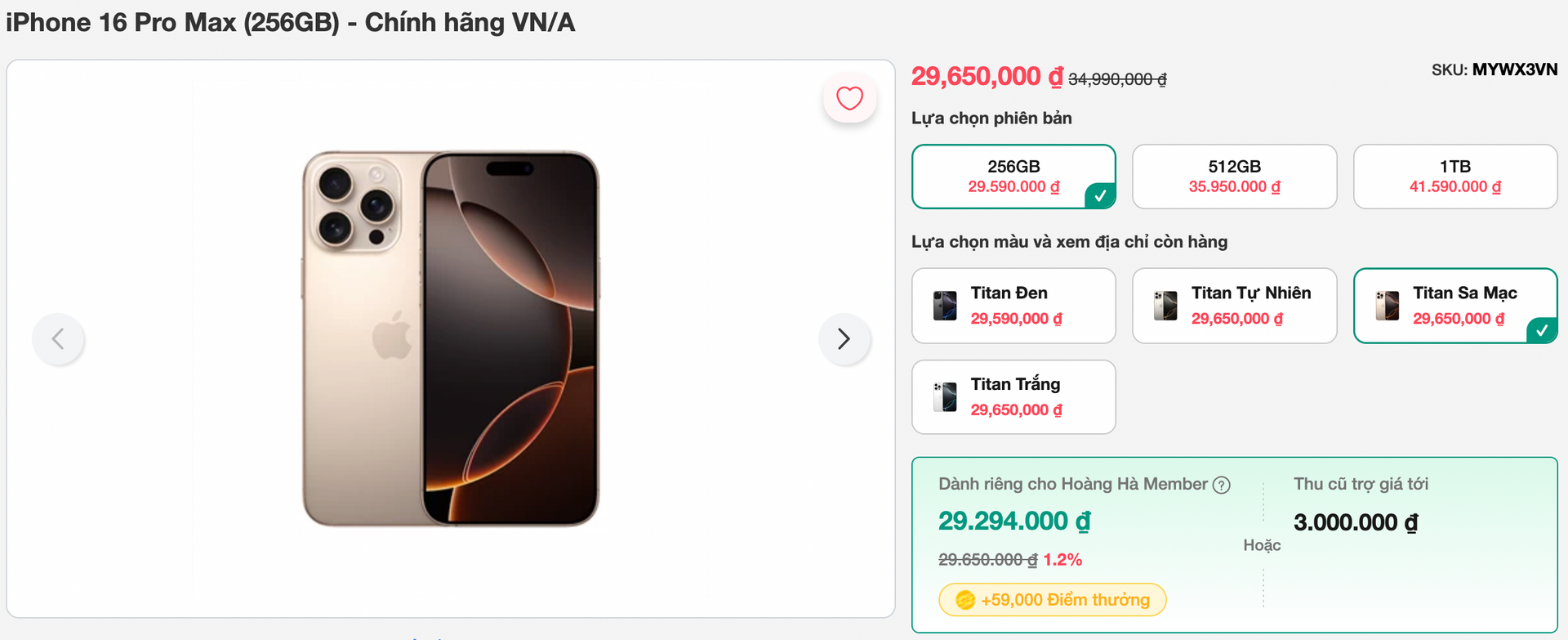 iphone 16 pro max chính hãng