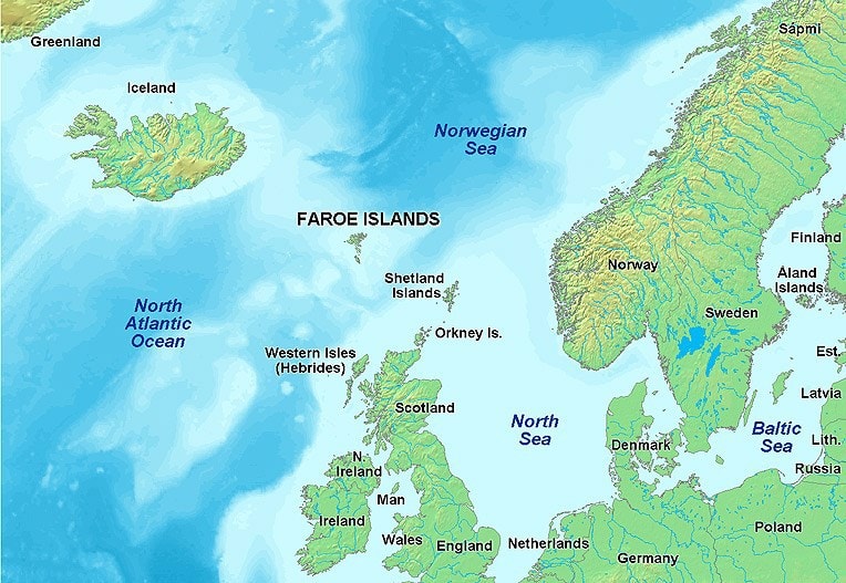 Vị trí quần đảo Faroe