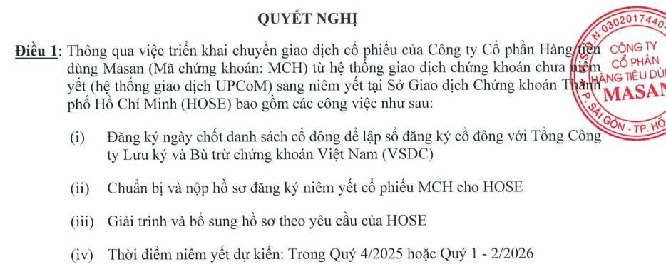 MCH quyết định lên HoSE