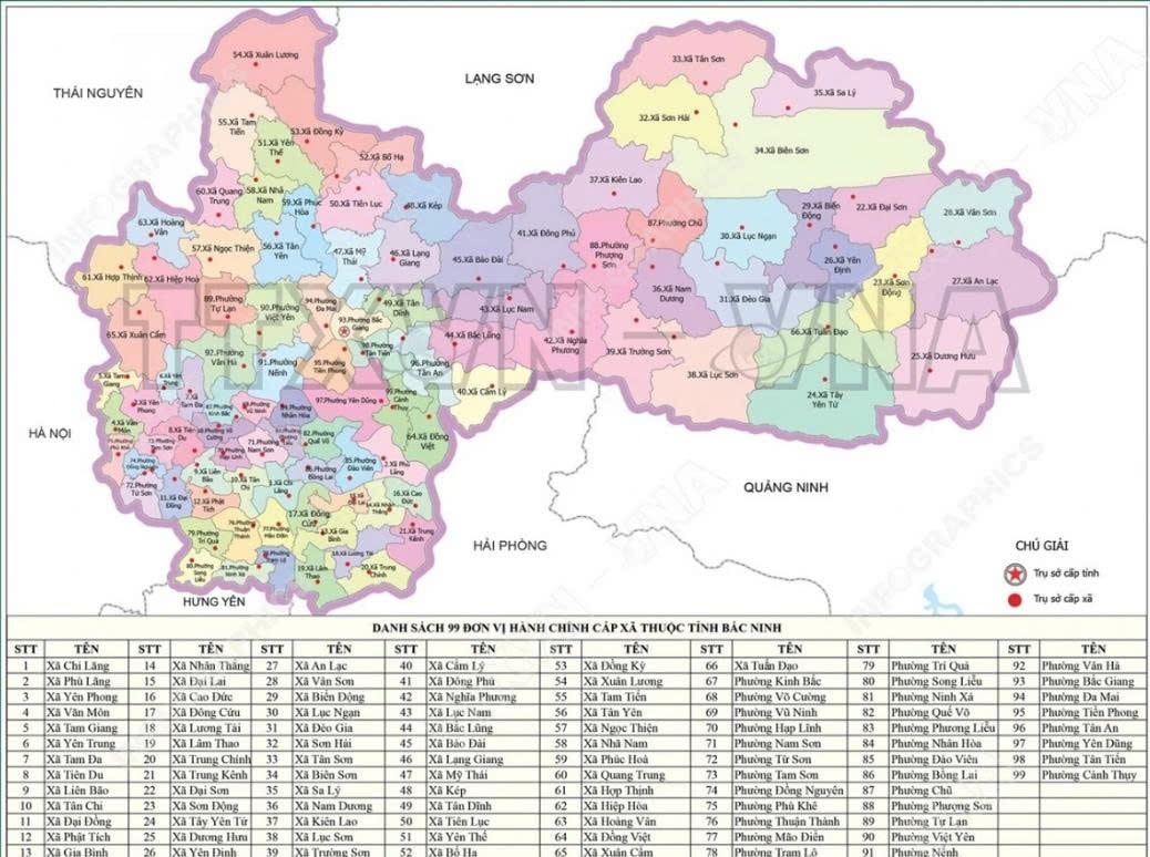 Bản đồ Bắc Ninh sau sáp nhập