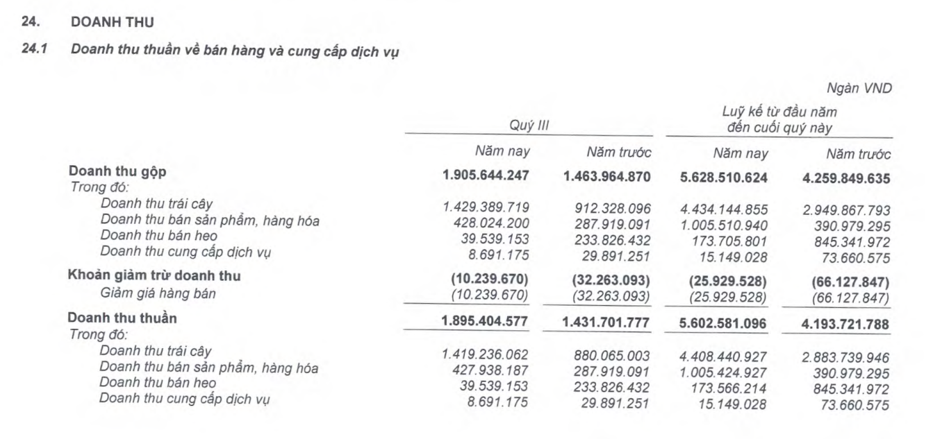 Ảnh: BCTC hợp nhất quý III/2025 của HAG
