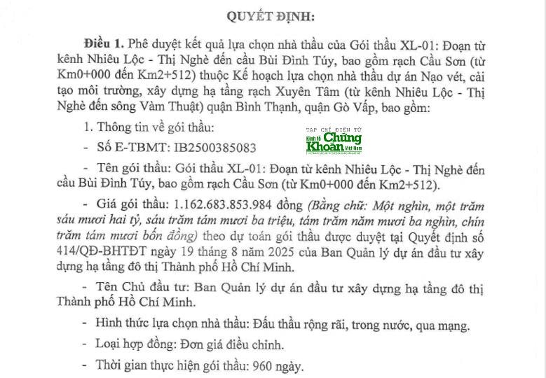 Quyết định công bố Liên danh Trung Nam E&C trúng thầu vừa được ông Nguyễn Hoàng Anh Dũng ký