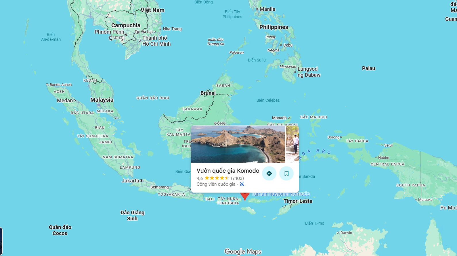 Vị trí Vườn quốc gia Komodo