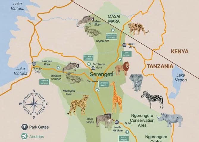 Bản đồ khu vực Serengeti National Park
