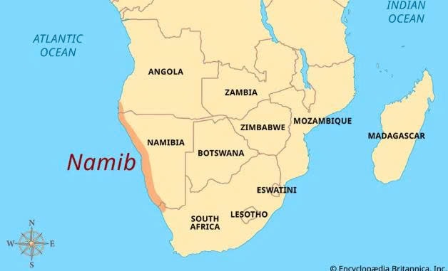 Sa mạc Namib bản đồ
