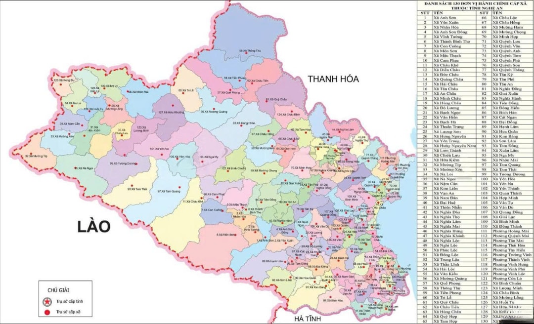 Bản đồ Nghệ An sau sáp nhập (1)