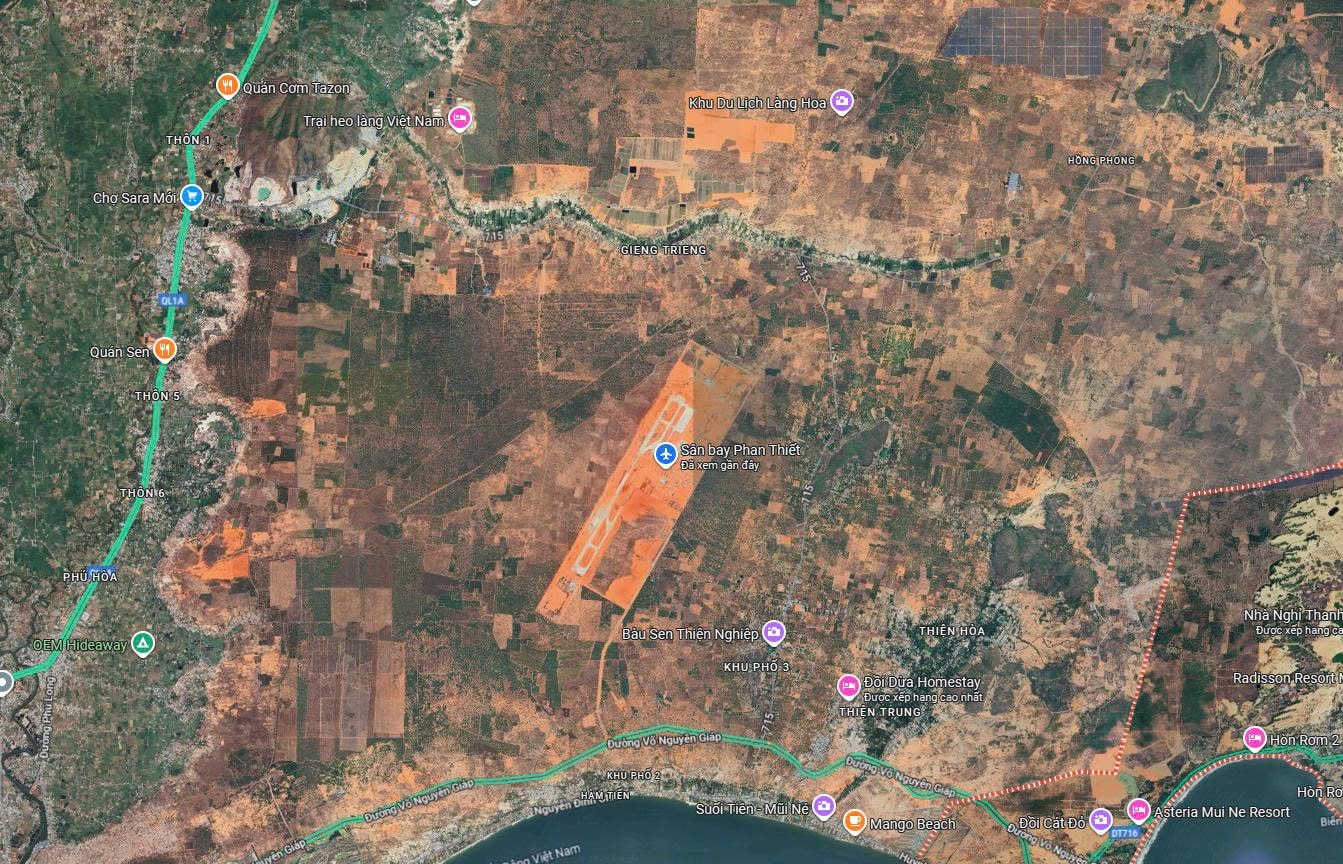 Vị trí của sân bay Phan Thiết