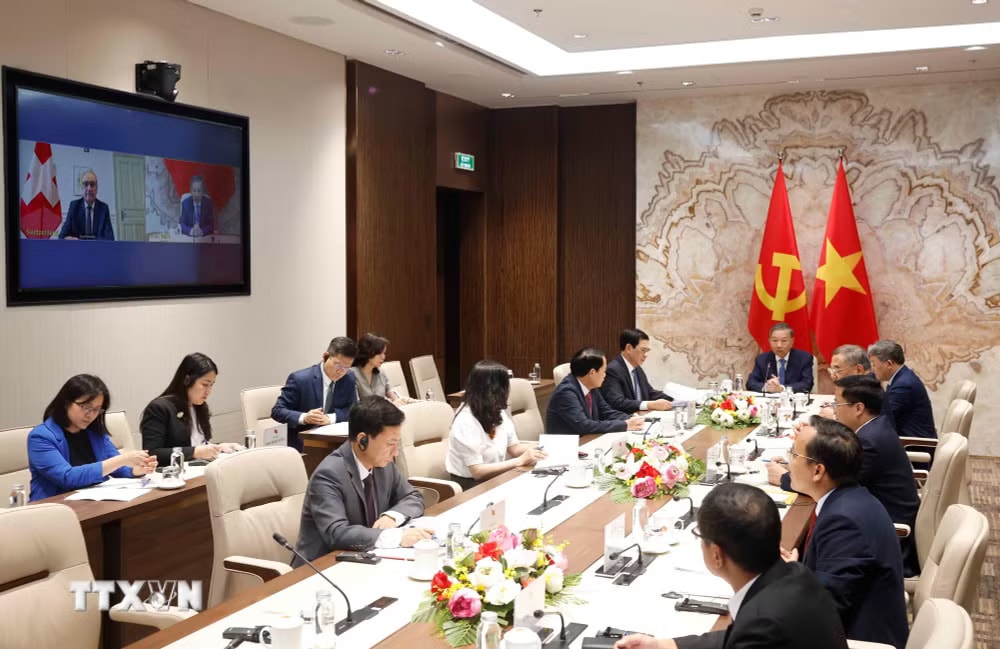 Tổng Bí thư, Chủ tịch nước Tô Lâm điện đàm trực tuyến với Tổng thống Thụy Sĩ- Ảnh 3.