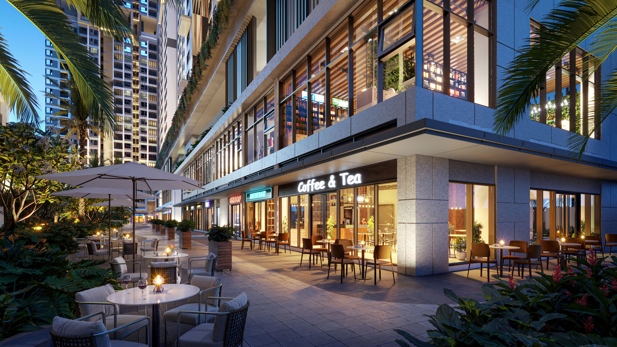 Mặt tiền shop khối đế dự &aacute;n The Gi&oacute; Riverside