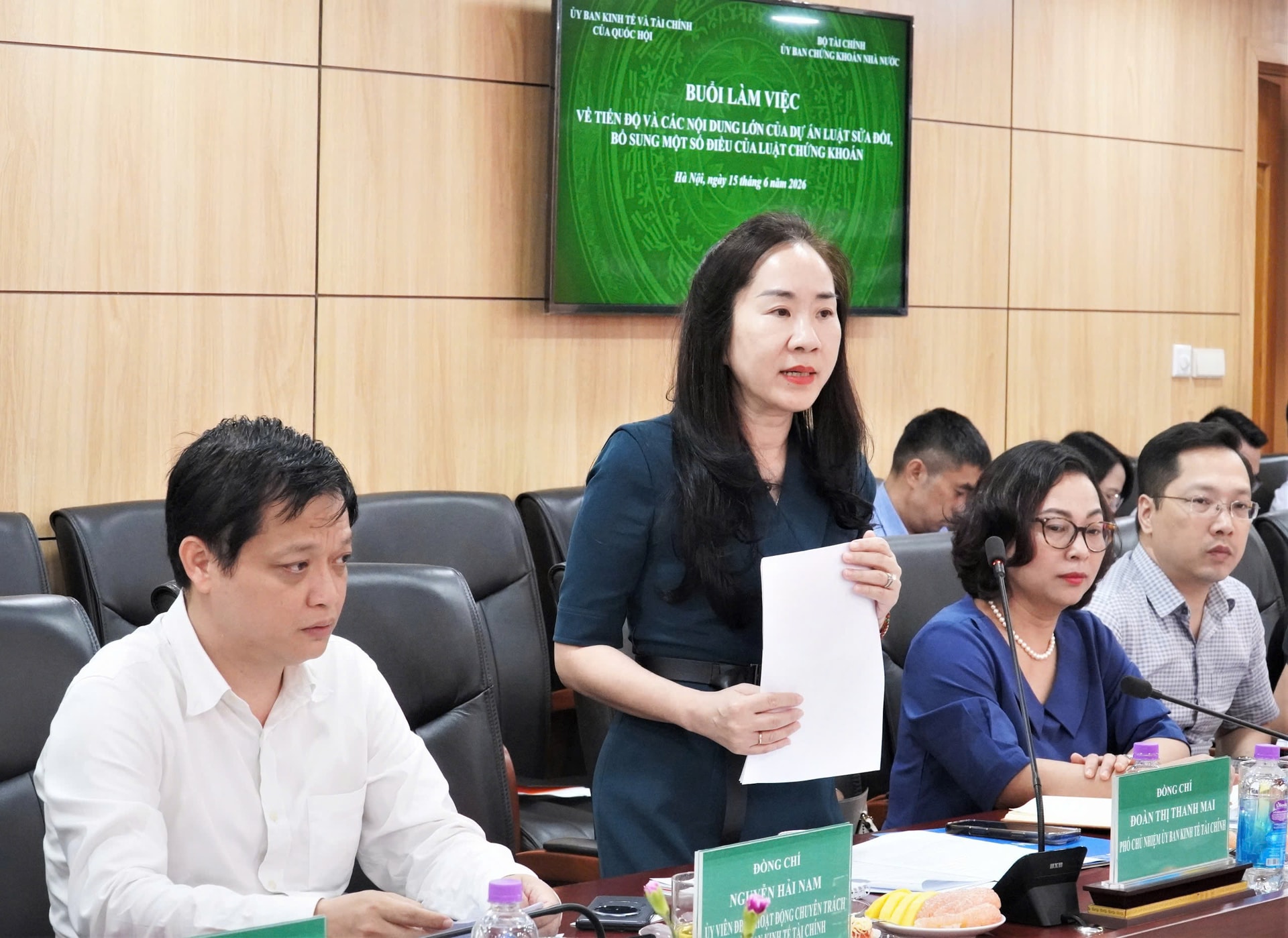 Bà Đoàn Thị Thanh Mai - Phó Chủ nhiệm Ủy ban Kinh tế và Tài chính của Quốc hội tại buổi làm việc