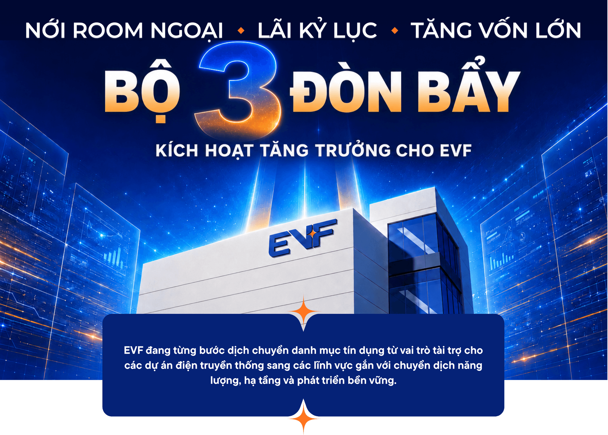 EVF đang từng bước dịch chuyển danh mục tín dụng từ vai trò tài trợ cho các dự án điện truyền thống sang các lĩnh vực gắn với chuyển dịch năng lượng, hạ tầng và phát triển bền vững.
