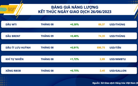 Thị trường hàng hoá hôm nay 27/6: Giá dầu WTI tăng 0,3% lên 69,37 USD