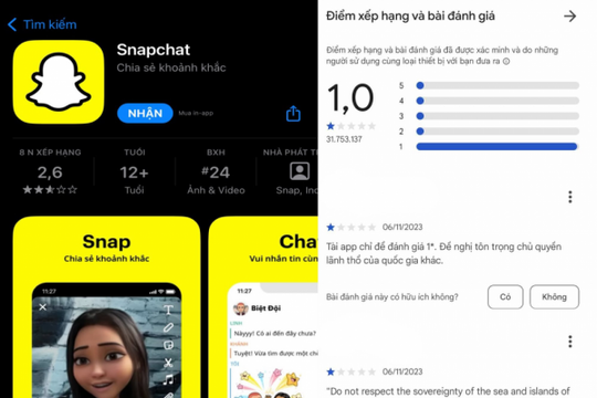 Ứng dụng Snapchat nhận "cơn bão" đánh giá 1 sao, bị tẩy chay tại Việt Nam