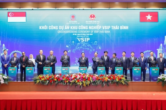 Thủ tướng Phạm Minh Chính và Thủ tướng Singapore dự lễ khởi công khu công nghiệp VSIP Thái Bình