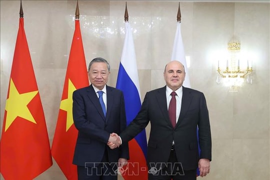 Tổng Bí thư Tô Lâm hội kiến Thủ tướng Liên bang Nga Mikhail Mishustin