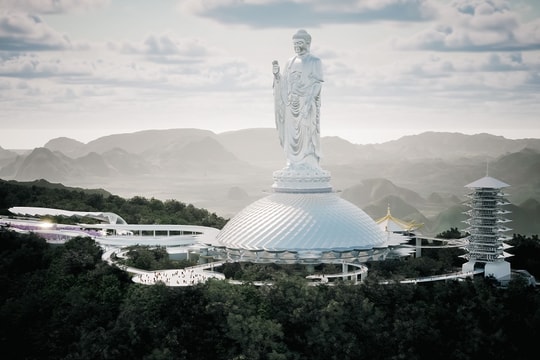 Trên một ngọn núi thiêng xứ Thanh, có bức tượng Phật cao nhất thế giới hiện lên như lời nguyện cầu giữa non thiêng