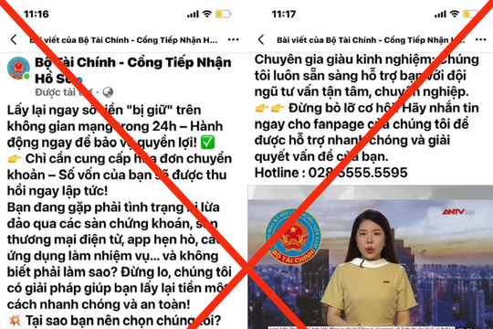 Bộ Tài chính cảnh báo trang Facebook giả mạo, lừa đảo "thu hồi tiền"
