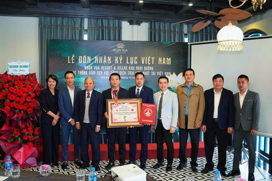 Vườn Vua Resort & Villas vinh dự đón nhận Kỷ lục Việt Nam về hệ thống đầm sen lớn nhất cả nước