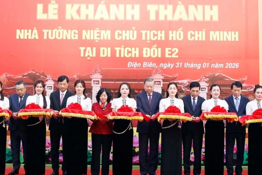 Tổng Bí thư Tô Lâm dự lễ khánh thành Nhà tưởng niệm Chủ tịch Hồ Chí Minh tại Đồi E2, Điện Biên