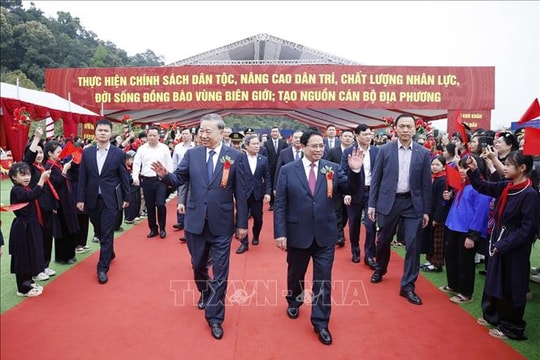 Tổng Bí thư và Thủ tướng dự Lễ khởi công, động thổ đồng loạt các trường nội trú liên cấp biên giới