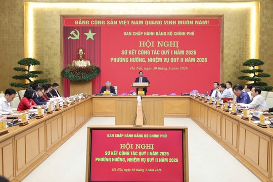 Thủ tướng Phạm Minh Chính chủ trì Hội nghị sơ kết công tác quý I/2026, triển khai nhiệm vụ quý II/2026 của Đảng ủy Chính phủ
