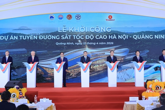 Thủ tướng Lê Minh Hưng dự lễ khởi công tuyến đường sắt tốc độ cao Hà Nội-Quảng Ninh
