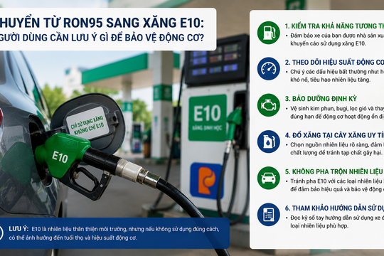 Chuyển từ RON95 sang xăng E10: Người dùng cần lưu ý gì để bảo vệ động cơ?