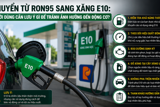 Chuyển từ RON95 sang xăng E10: Người dùng cần lưu ý gì để tránh ảnh hưởng đến động cơ?